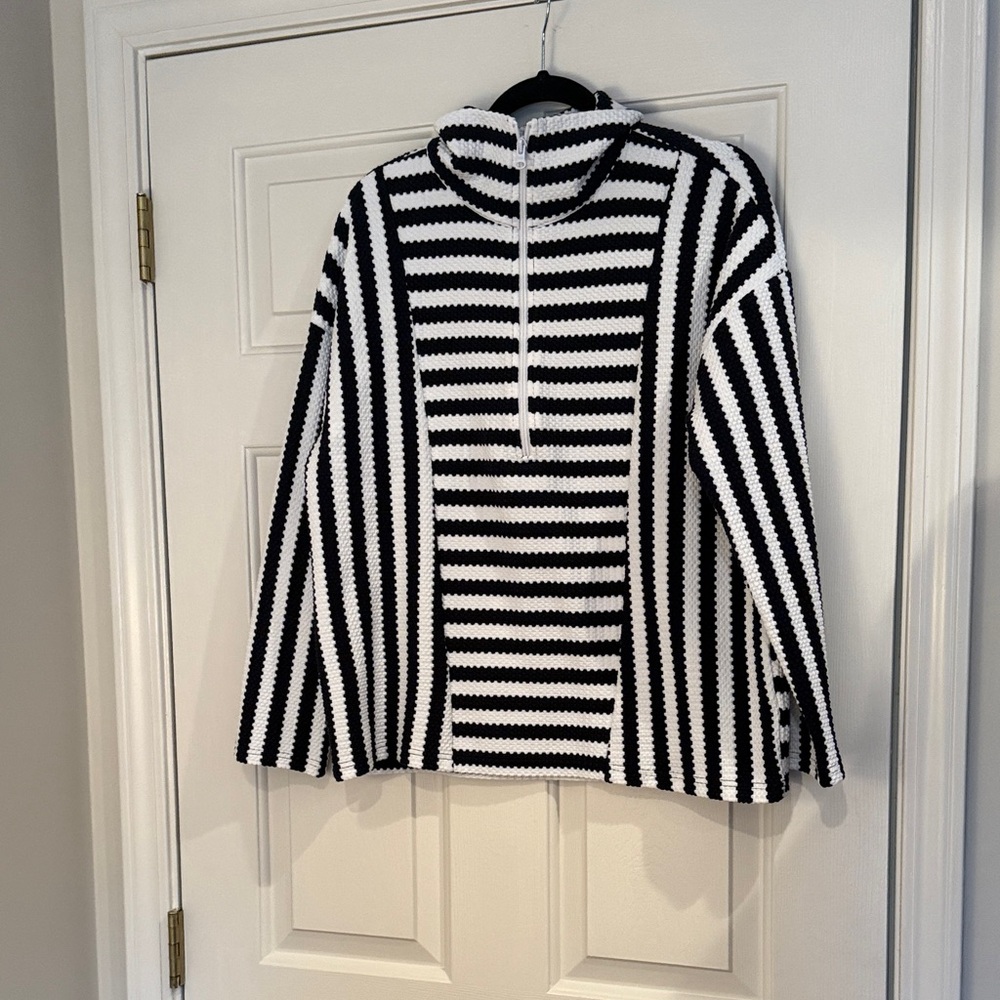 Talbots Textured Striped Knit Top Large